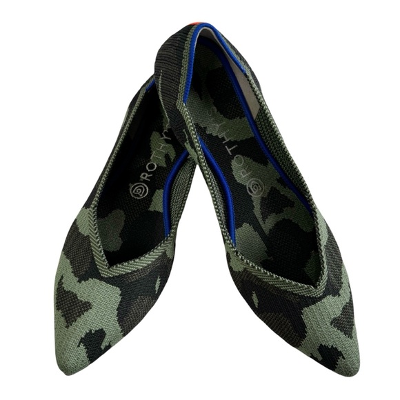 Rothy's The Point Olive Camo Pointed Toe Slip-On Flat Shoes Size 9.5 - Picture 5 of 16